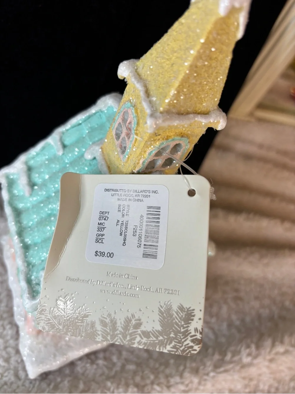Trimesetter Village Church Holiday Glitter 9” Tall Light Up New/Flaw on the tree